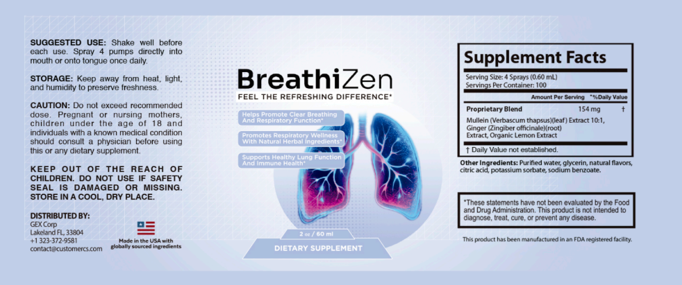BreathiZen bottle and supplement facts